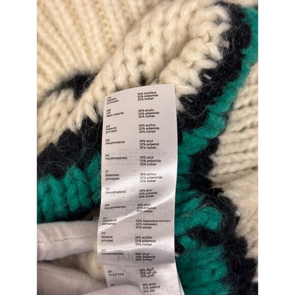 Maje Sweater 1 / Small Womens Mohair Chunky Knit Stripe Oversized Relax Pullover - Picture 8 of 8